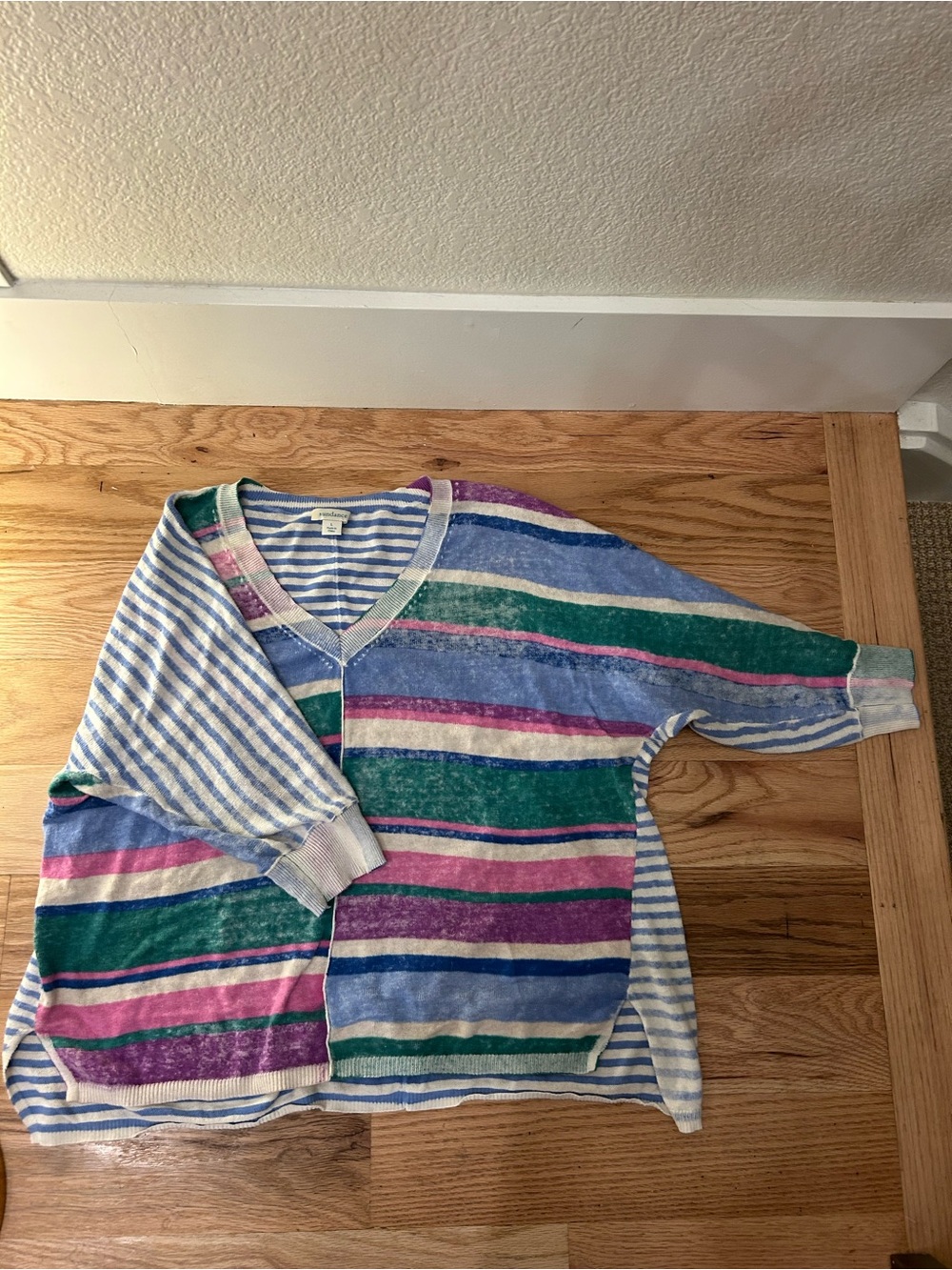Sundance Johanna Sweater Large Colorful Boxy Coastal Boho